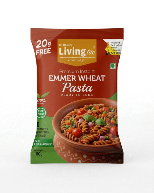 INSTANT EMMER WHEAT PASTA - ಇನ್‌ಸ್ಟಂಟ್ ಜವೆ ಗೋಧಿ ಪಾಸ್ತಾ